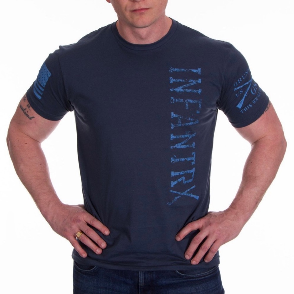 Grunt Style Infantry Tee Shirt Men’s Large Blue American Flag Patriot